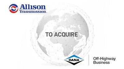 Allison Transmission Announces Acquisition Of Dana Off Highway Business