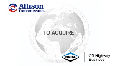 Allison Transmission Announces Acquisition Of Dana Off Highway Business