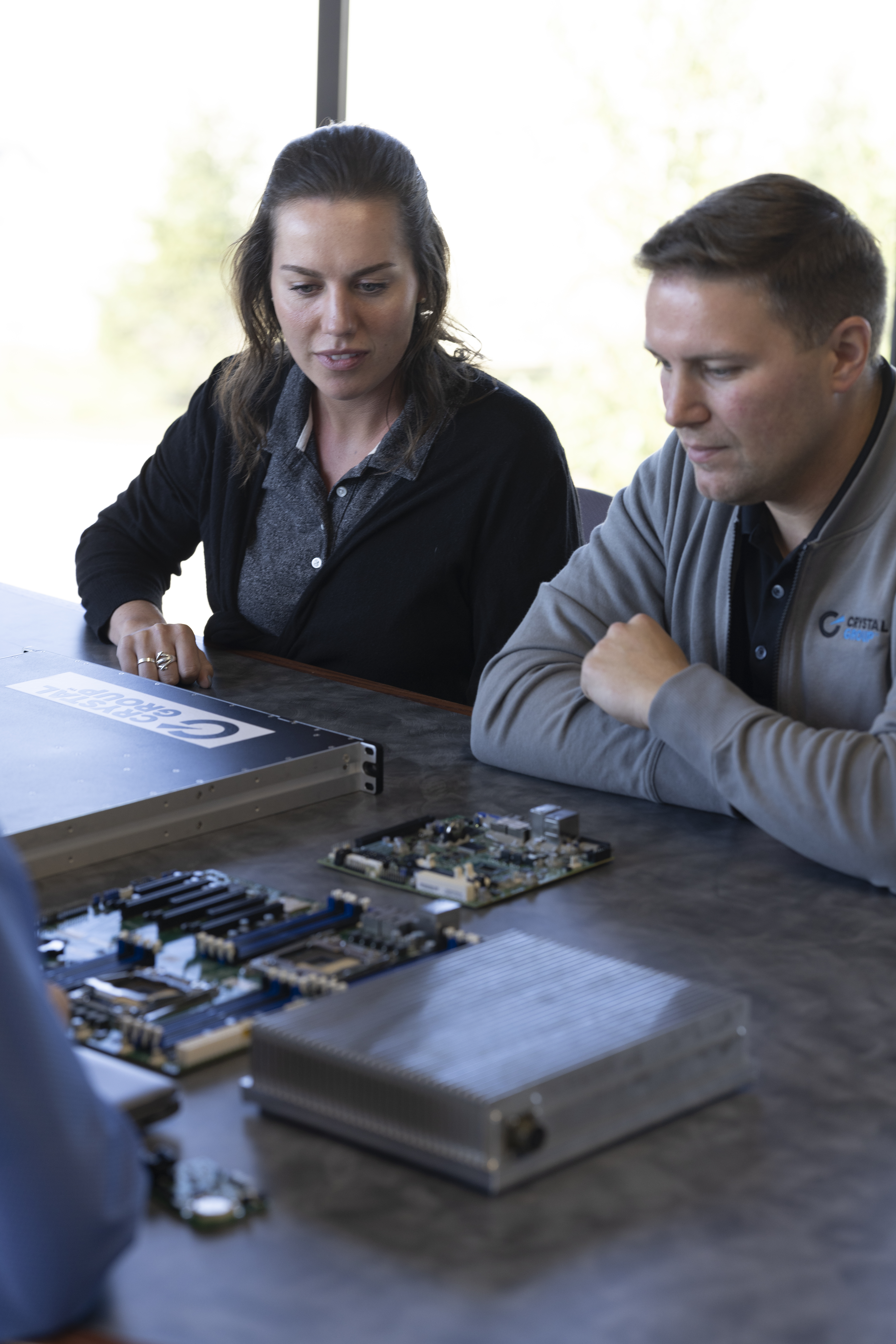 Crystal Group engineers collaborate on custom hardware configurations, optimizing performance and reliability from the inside out.