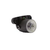 Black mechanical sensor or industrial component with silver circular end