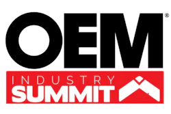 OEM Industry Summit logo with black text, red banner, and white chevron symbol