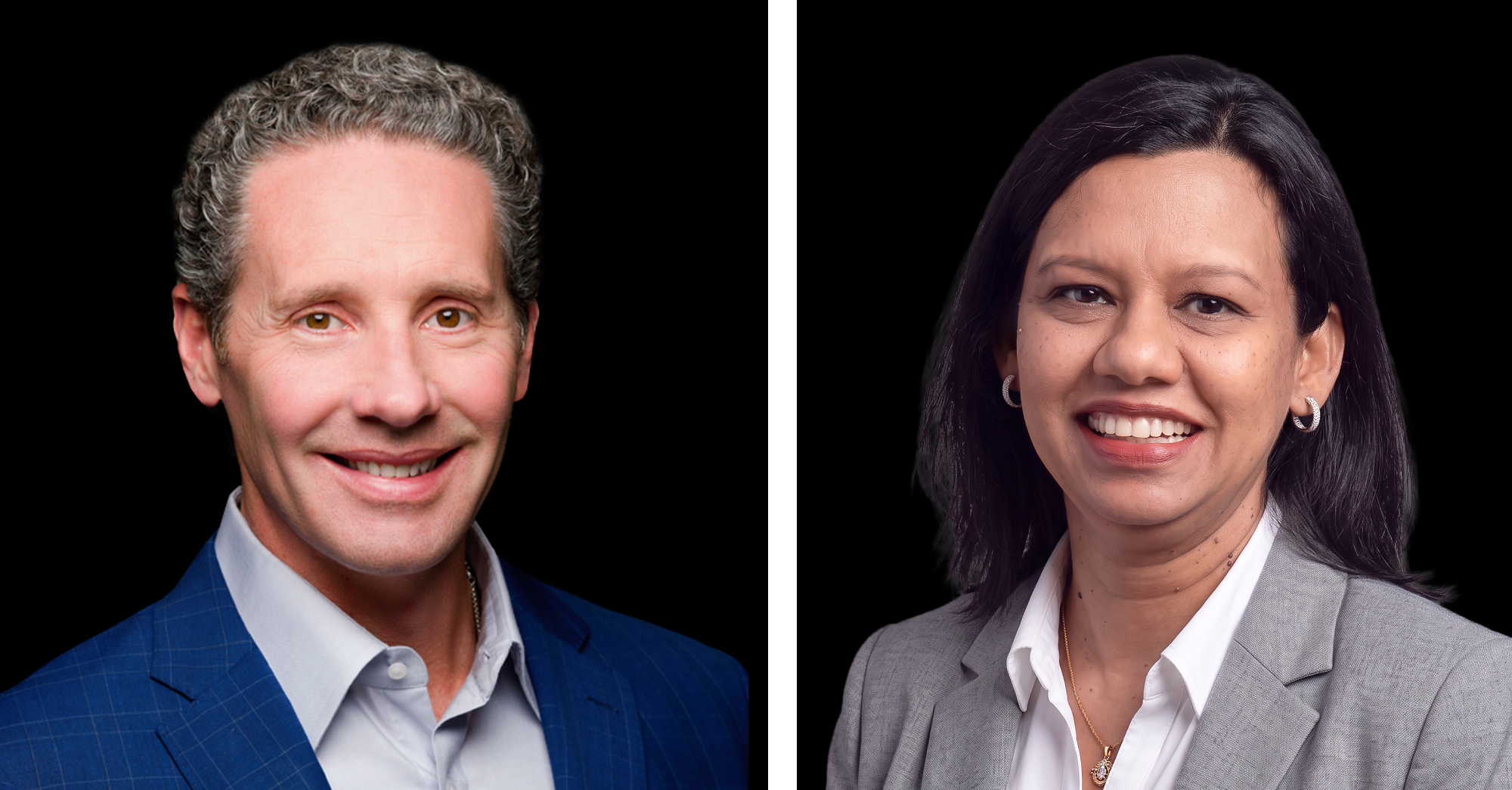 Effective Aug. 1, 2026: Damon Audia (left) has been named president of PTx and corporate strategy, and Indira Agarwal (right) has been appointed senior vice president, chief financial officer.