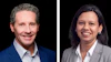 Effective Aug. 1, 2026: Damon Audia (left) has been named president of PTx and corporate strategy, and Indira Agarwal (right) has been appointed senior vice president, chief financial officer.