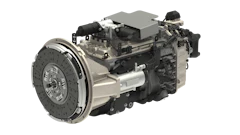 Industrial diesel engine assembly with clutch flywheel and transmission coupling components