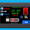 Smart thermostat display showing temperature controls set to 72°F with fan on high mode